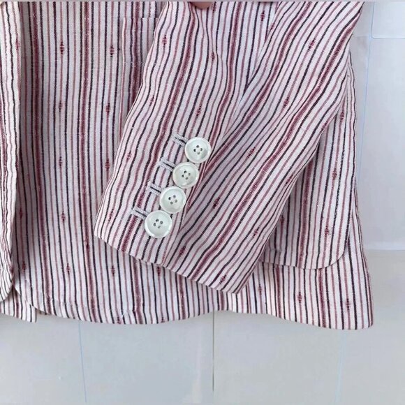 ATM Anthony Thomas Melillo Textured Linen Striped Schoolboy Blazer size 6 - Picture 8 of 14